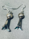 Alluring Native American Navajo Sterling Silver Squash Blossom Earrings-Nativo Arts