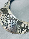One Of The Most Detailed Hand Carved Vintage Native American Navajo Sterling Silver Necklace-Nativo Arts