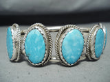 Beautiful Vintage Native American Navajo Old Kingman Turquoise Sterling Silver Bracelet-Nativo Arts