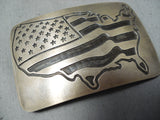 Newsworthy Vintage Zuni Usa Flag Sterling Silver Buckle Native American Old-Nativo Arts