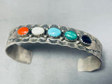 Signed Authentic Vintage Native American Navajo Turquoise Sterling Silver Bracelet-Nativo Arts