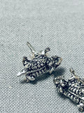 Whimsical Native American Navajo Sterling Silver Toad Earrings-Nativo Arts