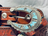 Native American One Of The Best Ever Vintage Navajo Turquoise Sterling Silver Belt-Nativo Arts