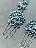 Octavius Seowtewa Vintage Native American Zuni Turquoise Sterling Silver Earrings-Nativo Arts