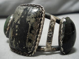 Very Rare Vintage Native American Navajo Calaverite Tellurim Sterling Silver Bracelet Old-Nativo Arts