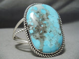 Excellent Vintage Native American Navajo Pilot Mountain Turquoise Sterling Silver Bracelet Old-Nativo Arts