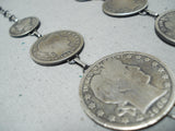 Fascinating Signed Navajo Native American Silver Coins Necklace-Nativo Arts