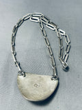 Superior Vintage Native American Navajo Turquoise Sterling Silver Geomtric Necklace-Nativo Arts