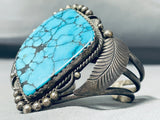 The Best Vintage Native American Navajo Blue Warrior Mine Turquoise Sterling Silver Bracelet-Nativo Arts