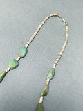 Native American Authentic Santo Domingo Green Turquoise Sterling Silver Necklace-Nativo Arts