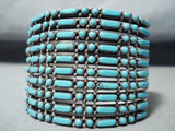 One Of The Most Intricate Native American Zuni Turquoise Sterling Silver Bracelet-Nativo Arts