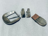 One Of The Best Ever Vintage Native American Zuni Turquoise Sterling Silver Ranger Buckle Set-Nativo Arts