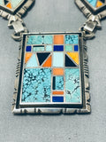 One Of The Best Ever Vintage Native American Navajo Turquoise Inlay Sterling Silver Necklace-Nativo Arts