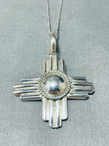 Native American Rare Vintage Rob Yellowhorse Sterling Silver Zia Necklace-Nativo Arts