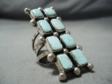 Superb San Felipe 8 Turquoise Squares Sterling Silver Ring Native American-Nativo Arts