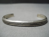 Amazing Hand Coiled Vintage Navajo Sterling Silver Native American Bracelet Old-Nativo Arts