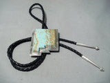 Very Rare New Mexico #8 Turquoise Sterling Silver Native American Bolo Tie-Nativo Arts