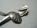 Authentic Kennet Begay (d.) Vintage Native American Navajo Sterling Silver Salt Pepper Spoons-Nativo Arts