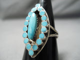 Quality Vintage Native American Navajo Turquoise Sterling Silver Snake Eyes Ring-Nativo Arts