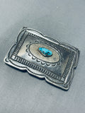 Magnificent Vintage Native American Navajo Kingman Turquoise Sterling Silver Large Buckle-Nativo Arts