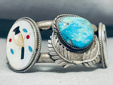 One Of The Most Unique Vintage Native American Zuni Bird Sterling Silver Turquoise Bracelet-Nativo Arts