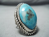 Impressive Vintage Native American Navajo Blue Diamond Turquoise Sterling Silver Ring-Nativo Arts