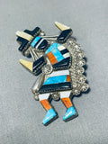 Gary Vacit Vintage Native American Zuni Turquoise Sterling Silver Rainbow Man Pin/pendant-Nativo Arts