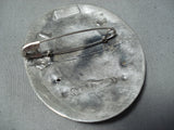 Rare Vintage Native American Navajo Turquoise Sterling Silver Our Lady Of Guadalupe Pin Old-Nativo Arts