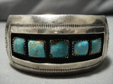 Vintage Navajo Turquoise Native American Sterling Silver Bracelet Cuff Old-Nativo Arts