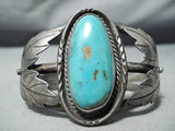 Marvelous Vintage Native American Navajo Kingman Turquoise Sterling Silver Bracelet Old-Nativo Arts