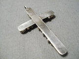 Impressive Vintage Zuni Native American Sterling Silver Cross Pendant Old-Nativo Arts