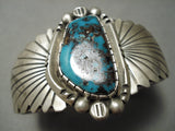 Important Vintage Native American Navajo Old Morenci Turquoise Sterling Silver Flank Bracelet-Nativo Arts