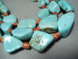 Very Chunky Rare Vintage Native American Navajo Turquoise Coral Sterling Silver Heishi Necklace-Nativo Arts