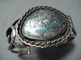 Rare Dense Fool's Gold Vintage Native American Navajo Turquoise Sterling Silver Bracelet-Nativo Arts
