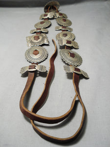Native American Important Vintage Santo Domingo Sterling Silver Rare Concho Belt Old-Nativo Arts