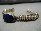 Important Vintage Native American Navajo 14k Gold Lapis Sterling Silver Bracelet Cuff Old-Nativo Arts