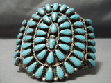 Huge Vintage Native American Navajo Tears Of Joy Turquoise Sterling Silver Bracelet Old-Nativo Arts