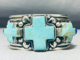 The Best Vintage Native American Navajo Cross Turquoise Sterling Silver Al Jake Bracelet (d)-Nativo Arts