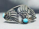 Absolutely Incredible Vintage Native American Navajo Turquoise Paw Sterling Silver Bacelet-Nativo Arts