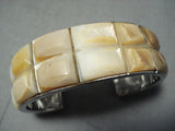 One Of The Best Vintage Native American Navajo Pearl Inlay Sterling Silver Bracelet-Nativo Arts