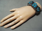 Museum Classic Vintage Native American Navajo Morenci Turquoise Sterling Silver Bracelet-Nativo Arts