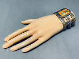 Native American One Of Most Unique Ever Vintage Navajo Turquoise Shell Sterling Silver Bracelet-Nativo Arts