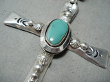 Incredible Navajo Turquoise Sterling Silver Cross Necklace Native American-Nativo Arts