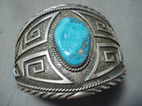 Clyde Begay Vintage Native American Navajo Kingman Turquoise Sterling Silver Bracelet Old-Nativo Arts