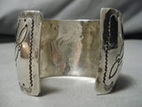 Exquisite Vintage Navajo Native American Sterling Silver Bracelet Cuff-Nativo Arts