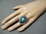 Rare Turquoise Vintage Native American Navajo Spiderweb Turquoise Sterling Silver Ring Old-Nativo Arts