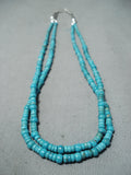Native American Important Artist Santo Domingo Tony Aguilar Turquoise Sterling Silver Necklace-Nativo Arts