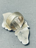 Unique Native American Navajo Signed Agate Cla Sterling Silver Large Ring-Nativo Arts