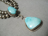 Amazing Vintage Native American Navajo Sky Blue Turquoise Sterling Silver Necklace Old-Nativo Arts