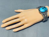 One Of The Best Female Artist Vintage Native American Navajo Turquoise Sterling Silver Bracelet-Nativo Arts